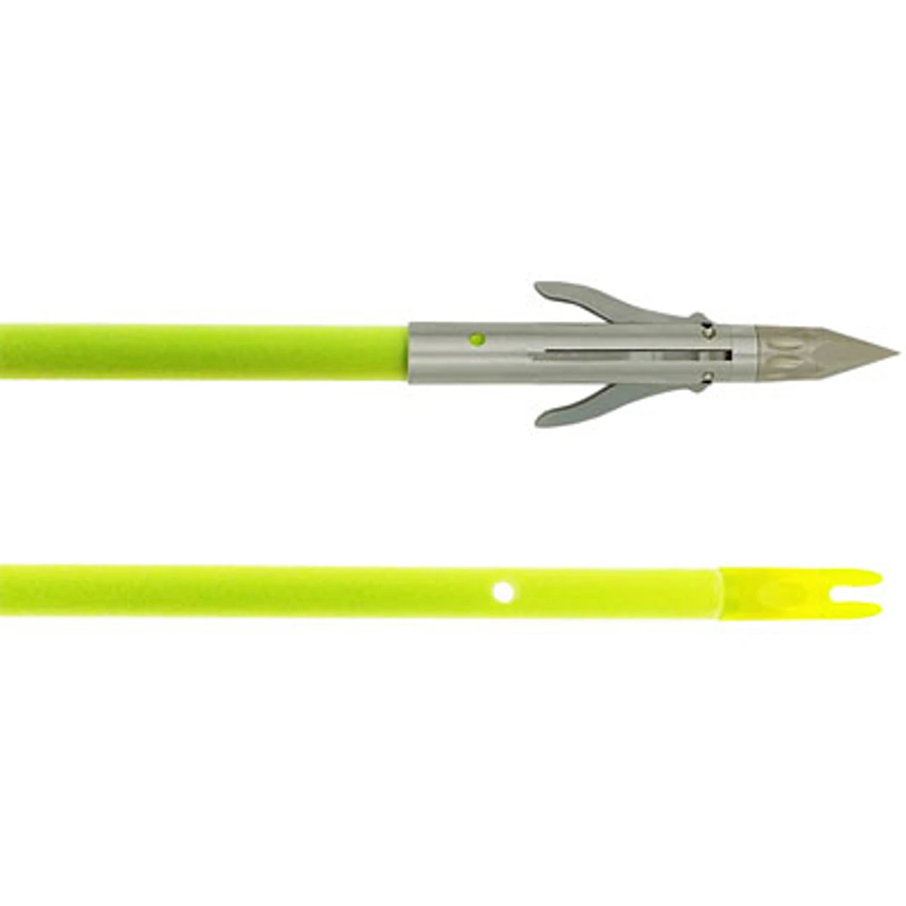 Classic Chartreuse Fish Arrow With Iron 3-Barb Point By Muzzy 3 Classic Chartreuse Fish Arrow With Iron 3-Barb Point By Muzzy